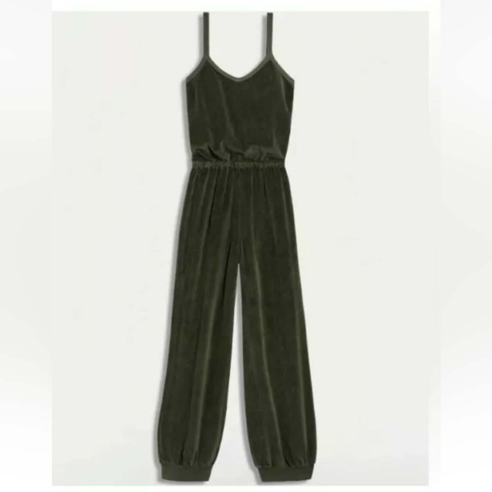 Suzie Kondi Giorgi green Dunmore soft velour tank jumpsuit